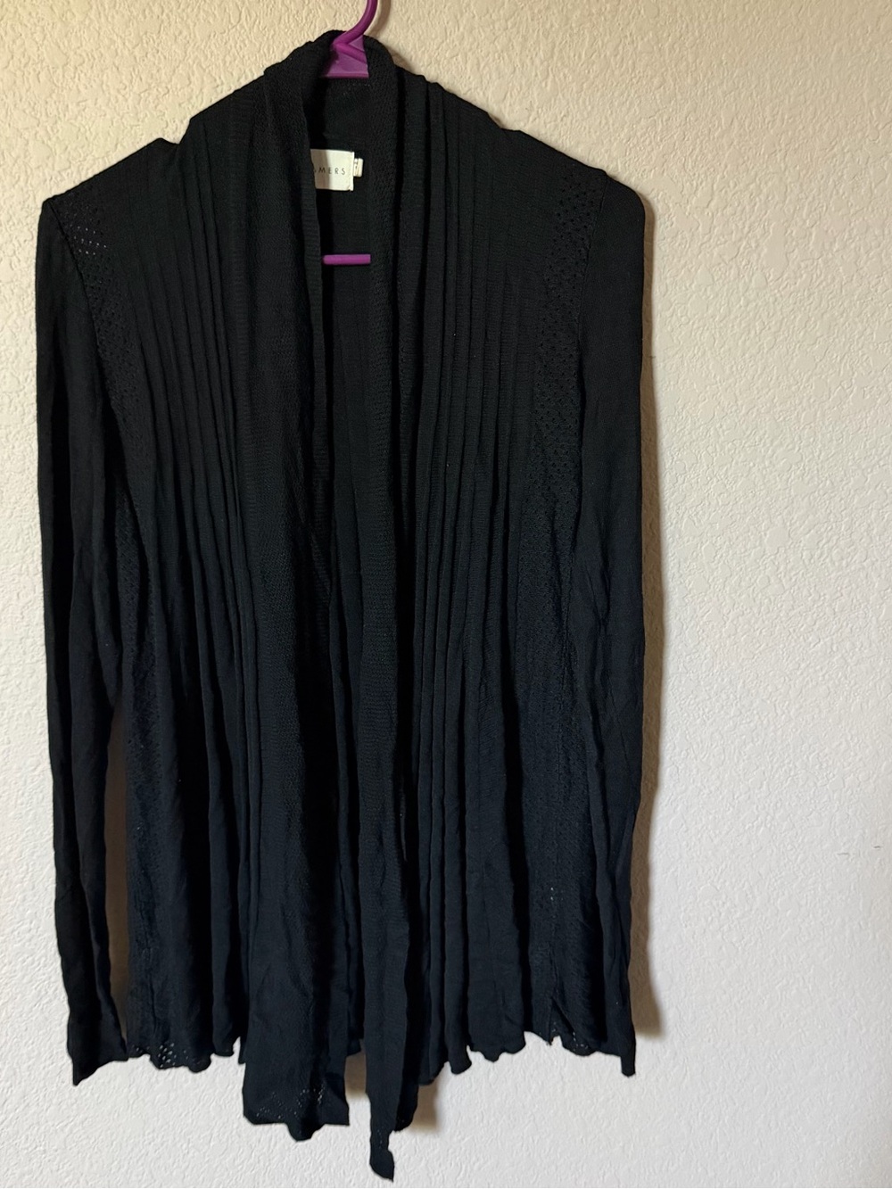 DREAMERS Womens XL (fits small) Open Front Cardigan Lightweight Knit Black